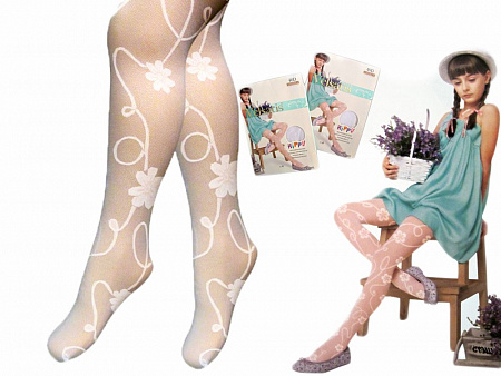 Белые капроновые колготки с фантазийным рисунком 40 DEN VELSATIS