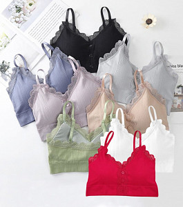 Топ бельевой кружевной в рубчик ALINA 