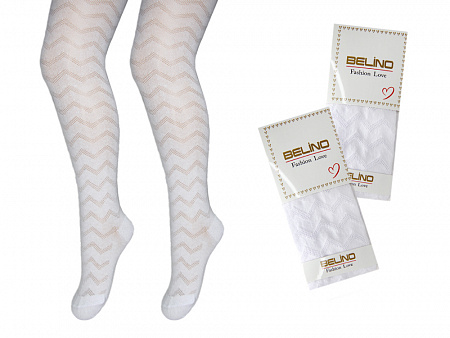 Колготки жаккардовые белые для девочки  BELINO